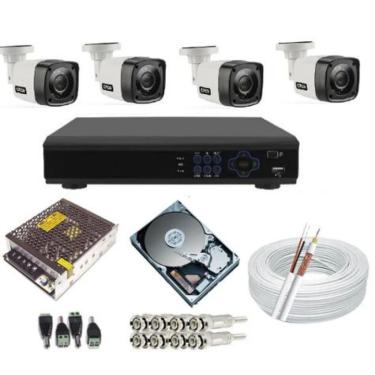 Imagem de Kit 4 Câmeras De Segurança Completo Infravermelho Imagens Hd 500GB de Armazenamento