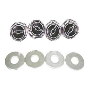 Imagem de Parafusos De Placa Logomarca Emblema Chevrolet GM Preto e Prata