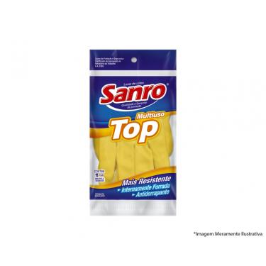 Imagem de Luva Latex Sanro Forr Amarela C G Blister c/10pcs