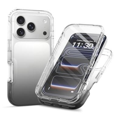 Imagem de Capa transparente de proteção total de 360° com protetor de tela integrado para iPhone 17 Pro, capa fina de TPU e PC, bordas elevadas, aderência antiderrapante, design de camada dupla à prova de