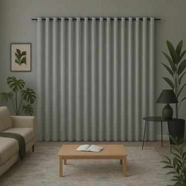 Imagem de Cortina Tecido Oxford de Sala Quarto Escritório Premium Liso 3,00 x 2,50 metros (Cinza)