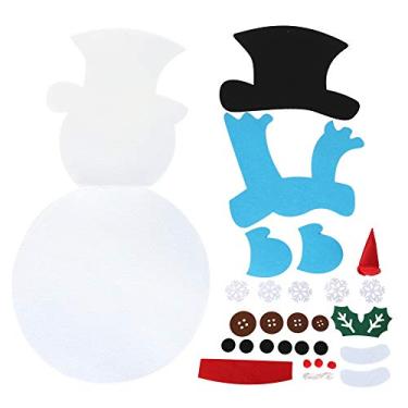 Imagem de Pilipane Boneco de neve de feltro faça você mesmo, enfeite de Natal, jogos infantis, presentes para decorações de Natal, azul, vermelho, verde, cachecol adequado para festas infantis (cachecol azul