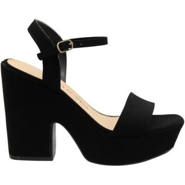 Imagem de Sandália Meia Pata Salto Alto Via Scarpa Nobuck Feminina, 38, Preto