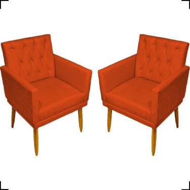 Imagem de Kit 2 Poltronas Decorativa Para Sala Recepção Nina Capitonê Suede Cores Pé Palito