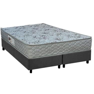 Imagem de Cama Box King: Colchão Espuma D33 Paropas Ag65 Double Fanton Gray + Base Crc Suede Gray (193x203)