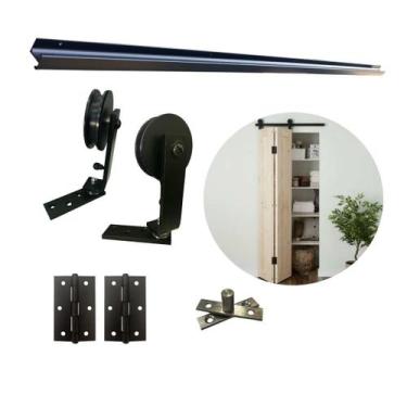 Imagem de Kit Porta Camarão 0,80x2,10m Primer Branco + Kit Basic Camarão Preto -