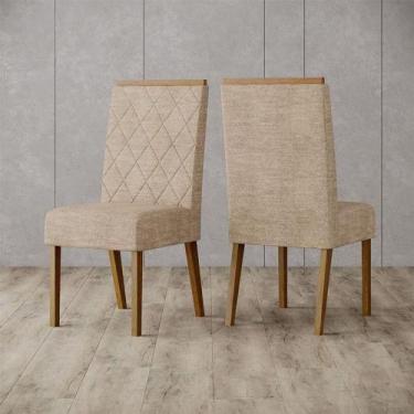 Imagem de Cadeira Para Mesa De Jantar Nina Ambiente Kit 2 Peças Nature Creme - H
