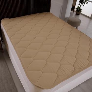 Imagem de Pillow Top Percal 400 Fios Protetor de Colchão Matelado com Viés 400g/m2 (Bege, Queen)