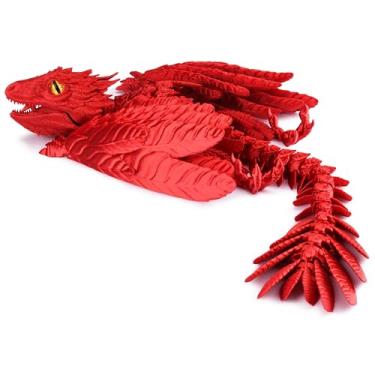 Imagem de Guwewu Feathered Wyvern Dragon, 3D Printed Dragon, Articulated Dragon, Fidget Dragon, 3D Printed Toys, Desktop Pet (Crimsonflame)