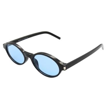 Imagem de Óculos de Sol Oval Premium Blogueira Virginia Classico Tendencia UV400 Unisex Feminino Masculino - Modelo Kyle - Cacife Brand (Preto e Azul)