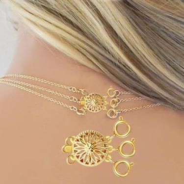 Imagem de Separador de fechos de camadas de colar para mulheres ouro prata segurança joias fecho de bloqueio conversor extensor de corrente