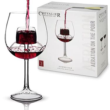 Imagem de Taça de vinho para aeração sommelier (conjunto de 2) da Chevalier Collection – Taças de vinho patenteadas com aerador embutido – presente exclusivo para amantes de vinho