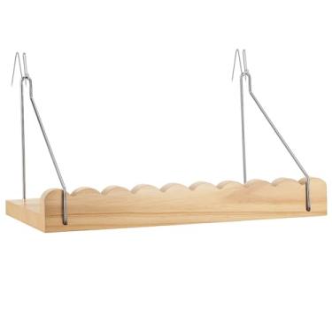 Imagem de AceOrbit 1 pacote de prateleira de cubo de parede de tecido com ganchos 30 cm prateleira organizadora de madeira recortada com cabides acessórios de cubículo para mulheres, escritório, parede, mesa