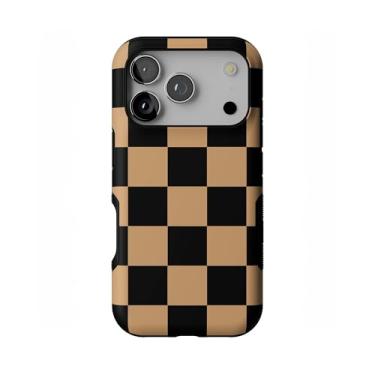 Imagem de Casely Capa para iPhone 17 Pro | Fit Check | Tabuleiro xadrez preto e marrom | Design protetor arrojado | Compatível com MagSafe