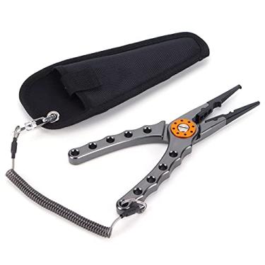 Imagem de Xcello Alicate de isca de pesca, pinça multifuncional de liga de alumínio, ferramenta de remoção de gancho de aço inoxidável, cortador de linha trançada (19,8 cm-B)