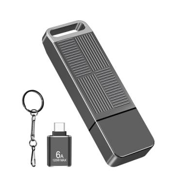 Imagem de EASTBULL Pen drive USB 3.0 exFAT32 de 64 GB com adaptador USB C, pen drive de metal de velocidade rápida, 64 G para armazenamento e backup (cinza, com adaptador USB C 3.0)