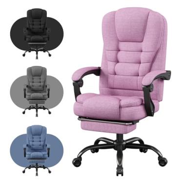 Imagem de Cadeira ergonômica para jogos com apoio para os pés, cadeira de mesa de escritório reclinável de 90° a 150°, cadeira de computador confortável com altura ajustável e apoios de braços, cadeira de