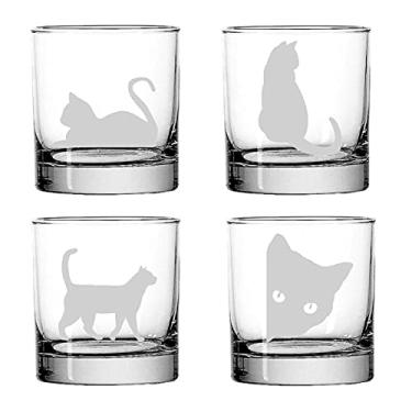 Imagem de Brindle Southern Farms Cute Cats Being Cats Rocks Glasses: 4 copos gravados de 290 ml Pedras para beber: amante de gatos, decoração de gatos, mãe de gato
