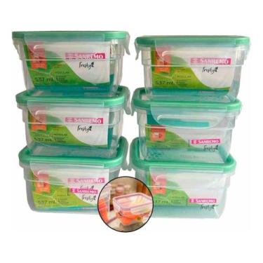 Imagem de Kit 6 Pote Hermético Para Mantimentos Trava Freshy Sanremo 537ml