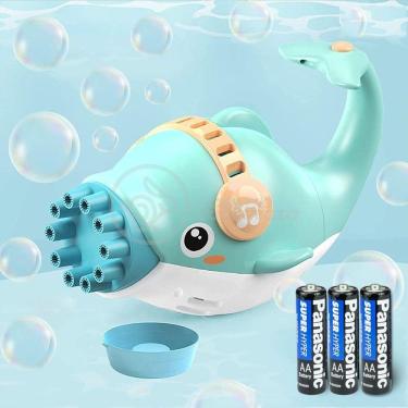 Imagem de Kit 1 Golfinho Bolha Sabão Criança Infantil+ 3 Pilha Azul 5