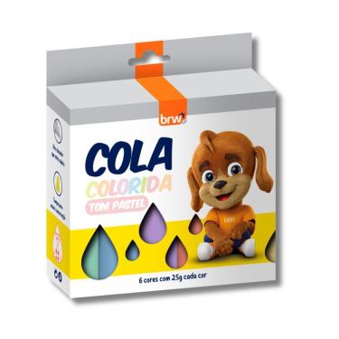 Imagem de Cola Colorida Líquida Caixa Com 6 Cores 25g Brw Tom Pastel