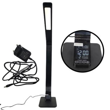 Imagem de Luminária Relógio Led Calendário Slim Touch Carrega Celular