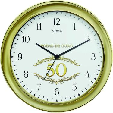 Imagem de Relógio De Parede Quartz Dourado Metalizado Bodas