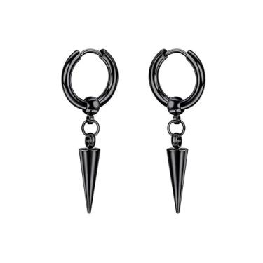 Imagem de Agriajun Brincos de argola góticos Y2k com pingente de cruz punk com rebite gótico para mulheres, acessórios de formatura e presente moderno, Aço inoxidável, Sem pedra preciosa