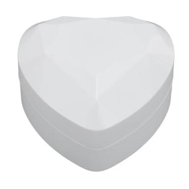 Imagem de Caixa de colar em formato de coração LED elegante e elegante caixa de presente de joias românticas com luzes LED para proposta de noivado de casamento aniversário dia dos (Branca)