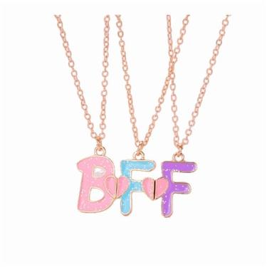 Imagem de PZKQSAC Colar BFF para 3 melhores amigas, colar com pingente de coração partido, colar de amizade combinando para mulheres, colar de amizade, joias, Large, Liga de aço, Sem Pedra Preciosa