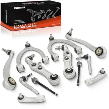 Imagem de A-Premium Conjunto de 12, braço de controle frontal superior e inferior, link de barra oscilante, extremidade de haste de direção externa interna, compatível com Mercedes-Benz C300 2015-2021, C350e