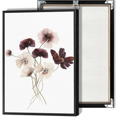 Imagem de Arte de parede em tela de flores em aquarela minimalista, pôsteres de flores silvestres, buquê de flores silvestres, impressões em aquarela para escritório, sala de estar, quarto, decoração de parede