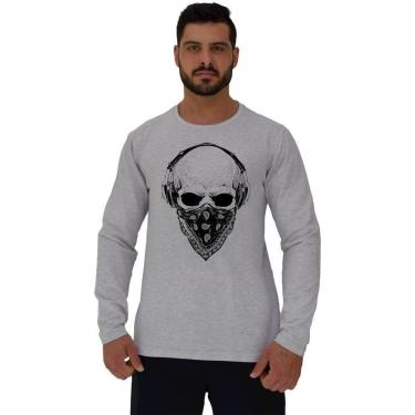 Imagem de Camiseta Manga Longa Moletinho MXD Conceito Caveira De Bandana-Masculino