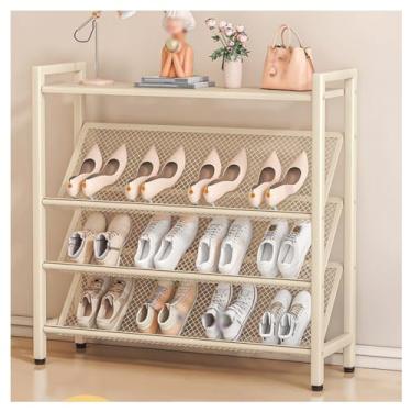 Imagem de SPXMQSS Organizador de sapateira, armazenamento de armário de sapatos para porta de entrada, organizador de armazenamento fino de sapato, prateleiras inclinadas de malha, grande capacidade, espaço