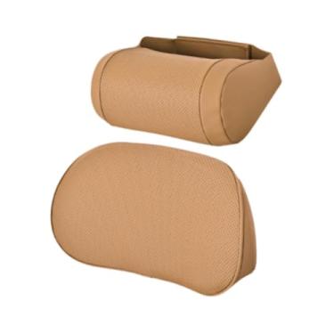 Imagem de KiBcsLic Almofada de apoio lombar e almofada de pescoço para carro, encosto de cabeça e para as costas, acessórios automotivos macios ergonômicos, Castanha