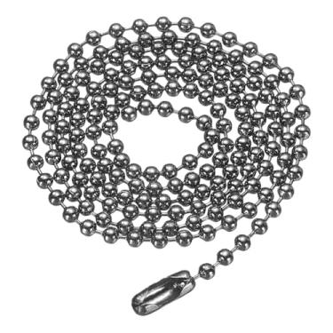 Imagem de HARFINGTON Corrente de bola de ferro 2,4 mm 65 cm de comprimento colar de contas redondas com etiqueta de cachorro com fechos de conectores para homens mulheres joias fazendo pulseiras chaveiro, arma