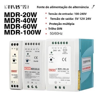 Imagem de Fonte De Alimentação Chaveada Para Trilho DIN 5V 12V 24V 60W, Transfor