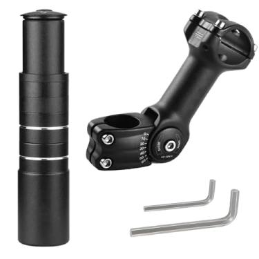 Imagem de Suporte de haste de bicicleta e haste ajustável MTB, suporte de guidão de bicicleta para garfo de 28,6 mm e guidão de 31,8 mm, altura de 150 mm e ângulo de 120°, kit extensor de guidão de bicicleta