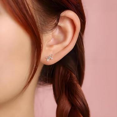 Imagem de Brincos de laço para mulheres, ouro, prata, laço, parafuso nas costas, brincos pequenos e delicados para vestidos, acessórios, joias, presentes de amizade para mulheres, presentes de Natal, Dia dos