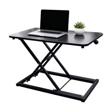 Imagem de Amestar Conversor de mesa em pé de 23,6 polegadas com altura ajustável, mesa preta para computador, monitor de mesa e plataforma elevatória para laptop, suporte de teclado de computador para desktop