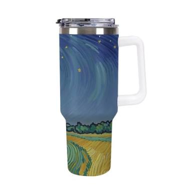 Imagem de Copo de café Moonrise de 1,134 g, copo Stanley de grande capacidade, aço inoxidável, isolado a vácuo, selado para suporte de copo de carro e ao ar livre à prova de vazamento e poeira