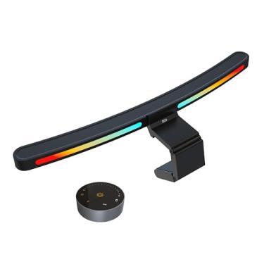 Imagem de ONWAY Barra de luz curvada para monitor com controle remoto sem fio, barra de luz de monitor com escurecimento automático e base de câmera, aplicável a todas as telas. Sem brilho da tela, para (RGB)