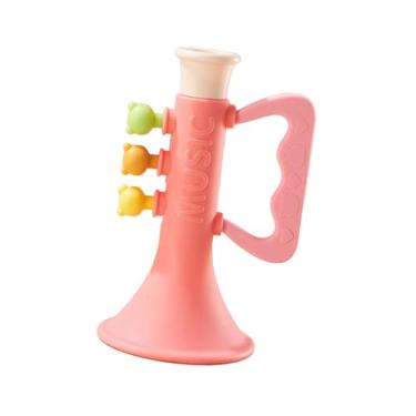 Imagem de YIJU Brinquedo de trompete de silicone para viagem, soprador de desenvolvimento, presente de aniversário para festas, lembrança de festa, brinquedo musical, Rosa