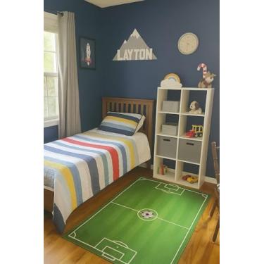 Imagem de tapete 2,00x1,50 infantil antiderrapante decorado quarto bebê creche escola brinquedoteca (campo de futebol)