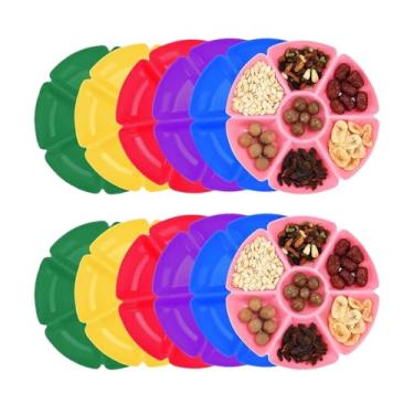 Imagem de Bandeja para Servir Petiscos - Prato Para Comida Dividido Com 7 Divisórias - Recipiente de Servir Comida de 12 Peças | para Aperitivos Sobremesas Frutas Biscoitos Doces Festas Reuniões Jantares