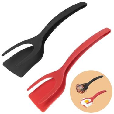 Imagem de Espátula e pinça de nylon 2 em 1, utensílio de cozinha resistente ao calor sem BPA para virar ovos, hambúrgueres, carne, perfeito para cozinheiros domésticos e amantes de café da manhã