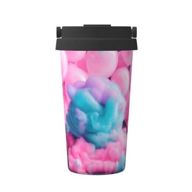 Imagem de Caneca de café isolada de aço inoxidável com estampa de algodão doce vermelho para água quente e fria