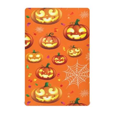 Imagem de Burbuja Lençol de berço brilhante Jack O Lantern Pumpkins para meninos e meninas, lençol com elástico 71 x 132 cm para colchão padrão de berço e cama infantil, macio e respirável