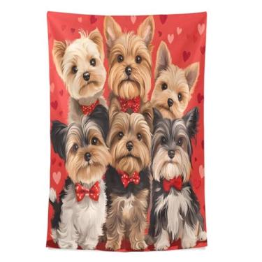 Imagem de STAYTOP Tapeçaria de parede de cachorro fofo para decoração de casa, decoração de dormitório, sala de estar, quarto, tapete de parede (90 × 60 pol)