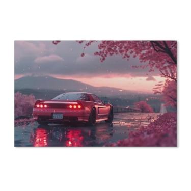 Imagem de HouLaiZhe Rosa Romântico Nsx Jdm Carro Flores de Cerejeira Cartazes Tela Estética Sala Decoração de Parede Impressões Galeria Sala Decoração de Parede para Quarto Sala de Estar Escritório 11 x 17